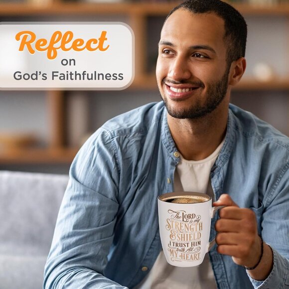 Caramel Brown Ceramic Coffee Mug – 12 oz. Lead and Cadmium-free Inspirational Sc - Picture 3 of 6